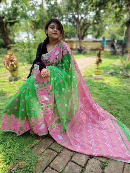 Elephant motief dhakai jamdani saree