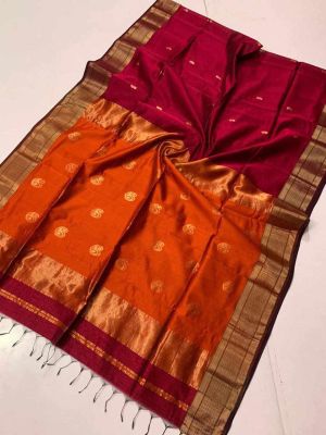 Multi Colour Pure Handloom Meheshwari Silk Cotton Saree From Bengal