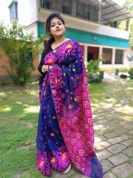 Elephant motief dhakai jamdani saree