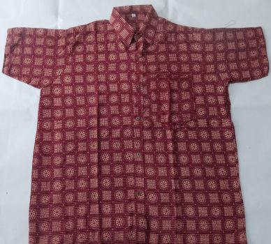 Cherry wood Pure Handloom Cotton Ajrakh Kurta From Bengal