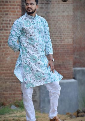Light Blue Pure Handloom Kurta From Bengal