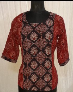 Printed Pure Cotton Ajrakh Short Top