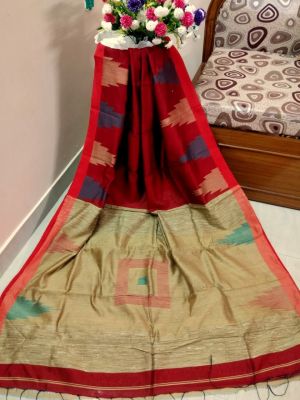 Multi Colour Pure Handloom Silk Cotton Saree From Bengal