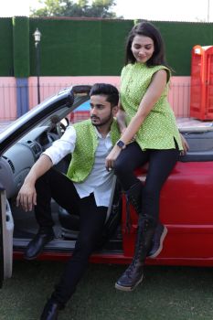 Pista Green Pure Hand Block Printed Cotton Jacket Couple Set