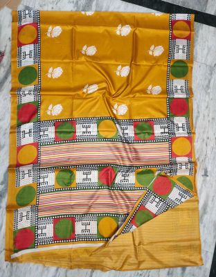 Yellow Pure Handloom Maheshwari Silk Cotton Saree From Bengal