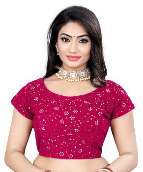 Pink Velvet 9000 Sequins With Embroidery Work Blouse