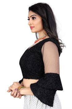 Black Organza With Embroidery Cording Dori Blouse