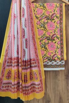 Fall Leaf Brown Printed Suit With Flower Design Dupatta
