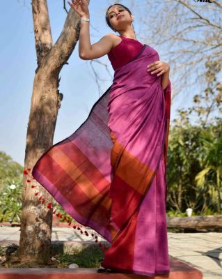 Multi Colour Pure Handloom Cotton Saree From Bengal