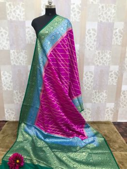 Pink Zig Zag Georgette Saree