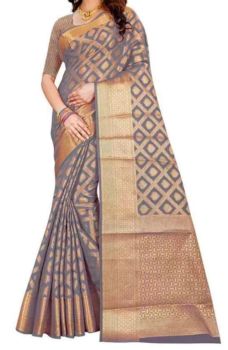 Cream Banarasi Silk Saree From Banaras
