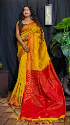 Golden Pure Handloom Tissue Saree From Bengal