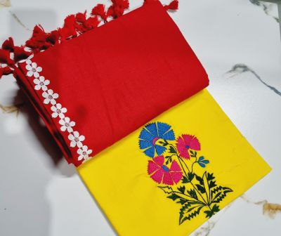 Yellow Pure Handloom Cotton Saree From Bengal
