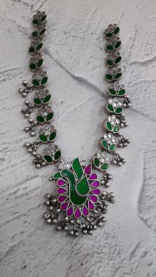 Afghani Glass Mirror Necklaces With Handpaint