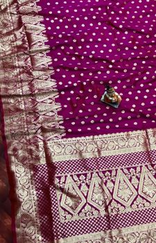Purple Banarasi Semi Silk Saree From Banaras