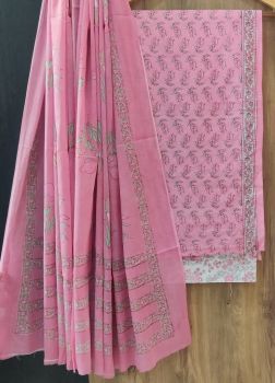 Pink Printed Suit With Flower Design Dupatta