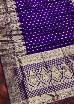 Blue Banarasi Semi Silk Saree From Banaras