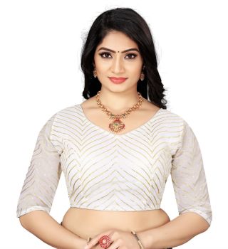 White Georgette Fabric With Embroidery Blouse