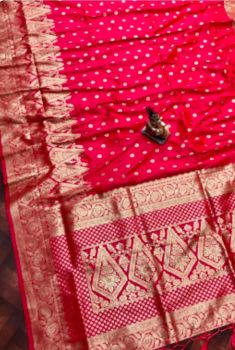 Red Banarasi Semi Silk Saree From Banaras