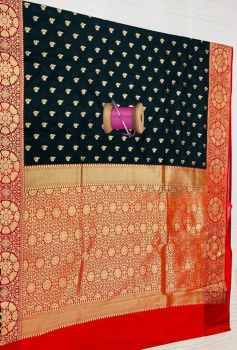 Black Leaf Design Silk Ikat Patola Saree