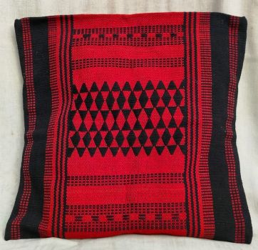 Red Black Cotton Kushan Cover Pure Handloom Product