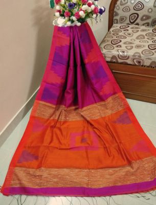 Multi Colour Pure Handloom Silk Cotton Saree From Bengal