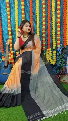 Multi Colour Pure Handloom Cotton Saree From Bengal