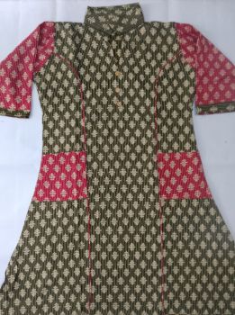 Dusty Gray Pure Handloom Cotton Pocket Kurti From Bengal