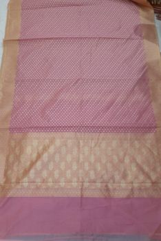 Light Pink Pure Mercerized Cotton Saree From Banaras