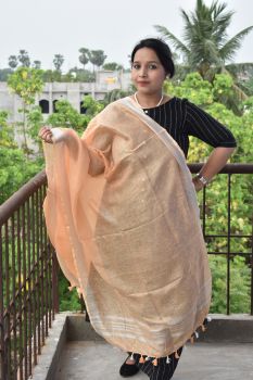 Light Orange Linen Plain Dupatta
