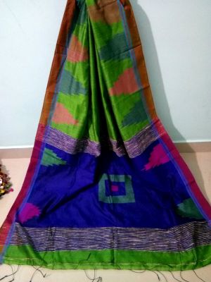 Multi Colour Pure Handloom Silk Cotton Saree From Bengal