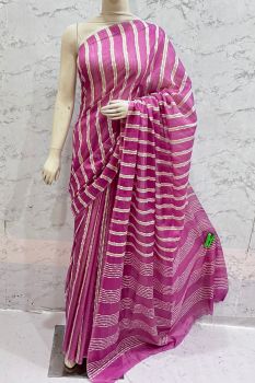 Purple Kota Silk Flag Stripe Saree From Bhagalpur