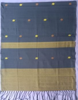 Drak gray yellow brown cotton Eri stole