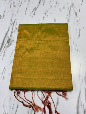 Golden Pure Handloom Tissue Cotton Saree From Bengal