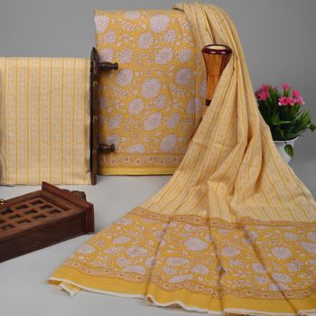Sandy Brown Pure Handloom suit with Cotton Dupatta