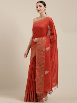 Red Muga Silk Saree