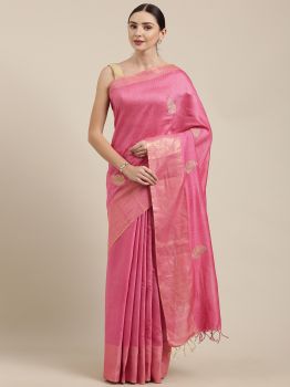 Pink Muga Silk Saree