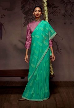 Green Leaf Soft Brasso Organza Saree