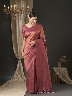 Rose Gold Party Wear Tissue Silk Saree