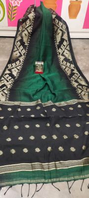 Green Pure Handloom Ikkat Saree From Bengal