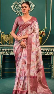 Rose Gold Pure Handloom Banarasi Silk Saree From Banaras