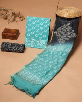 Vampire Grey Doria Dupatta Cotton Flower Design suit