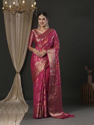 Mulberry Purple Pure Handloom Organza Saree