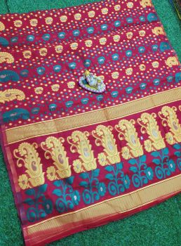 Maroon Dhakai Jamdani Saree From Rajasthan