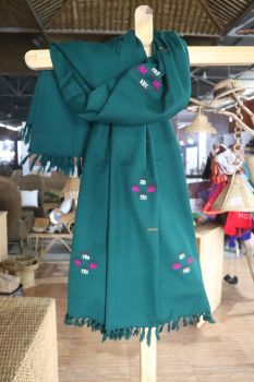 Teal Green Woolen Shawl Pure Handloom From Assam