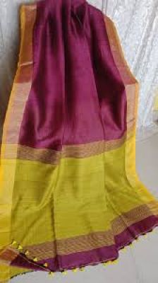 Raspberry Linen By Linen Pure Handloom Saree From Bengal