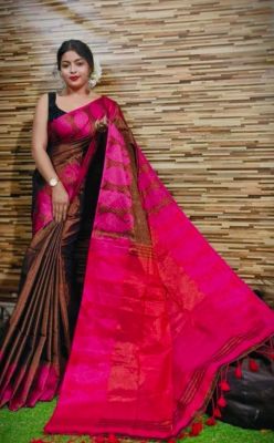 Multi Colour Pure Handloom Tissue Silk Saree From Bengal