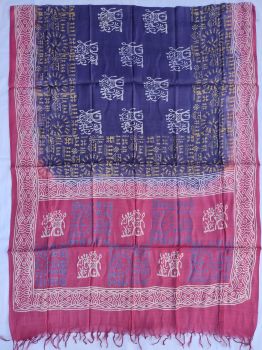 Red , Navy blue & Golden cotton silk