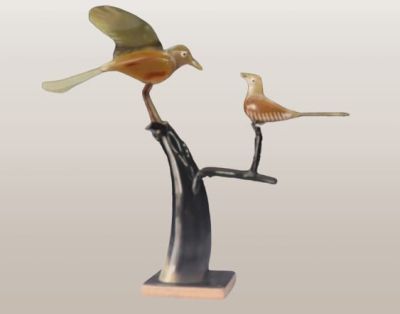 Two Birds Are Standing On Tree Branch Home Decor Product Pure Hand Made From Bengal