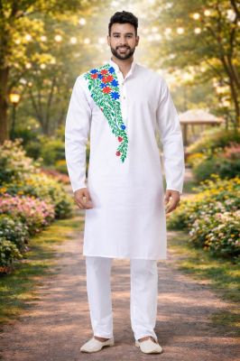 Premium White Punjabi Kurta Pajama for Wedding & Party